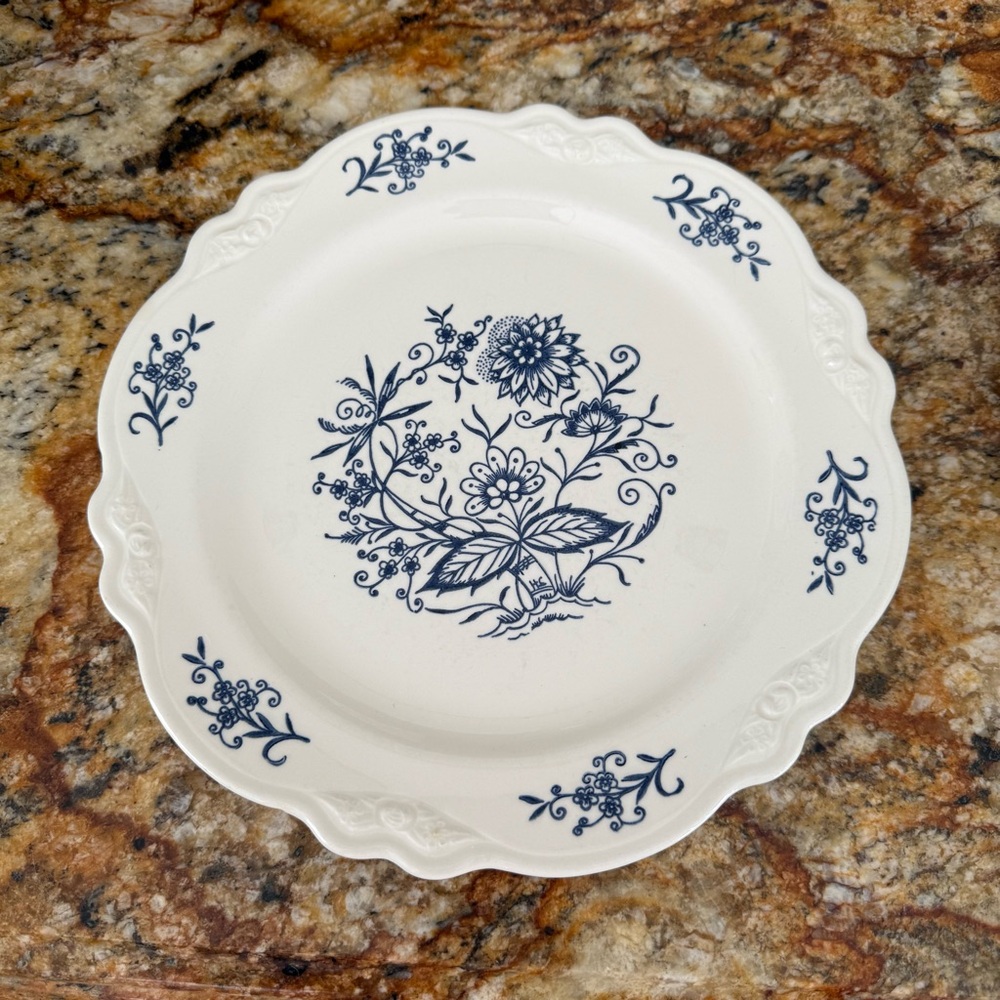 Set Of Two Homer Laughlin Blue and White Scalloped Dinnerware Plate